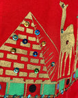 90s Y2K Caftan Egyptian Motifs Blingy Red Vintage Shift Dress VFG