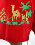90s Y2K Caftan Egyptian Motifs Blingy Red Vintage Shift Dress VFG