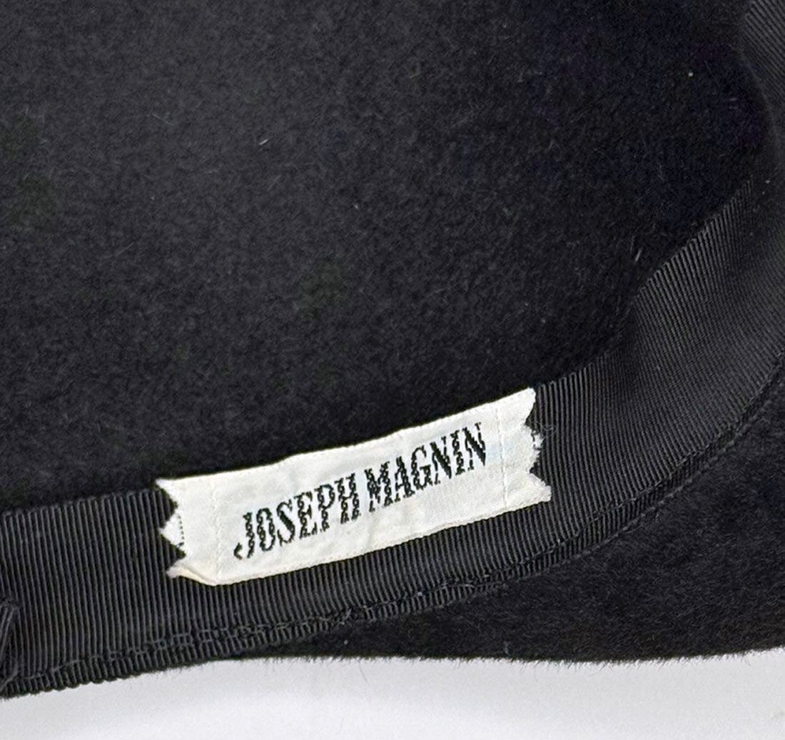 60s Vintage Cloche Hat 20s Inspired Dramatic Feather &amp; Rhinestones Joseph Magnin VFG