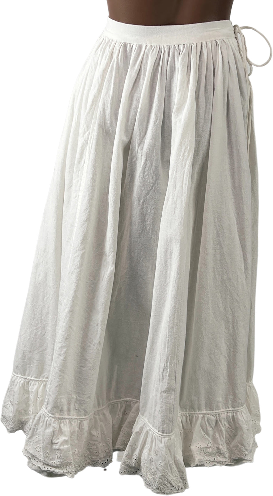 Antique Cotton Eyelet Petticoat Skirt XL 1800s to 1910s Vintage VFG
