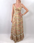 70s Maxi Sun Dress Vintage Floral Gauze Festival Cottagecore Gunne Sax Style Small VFG