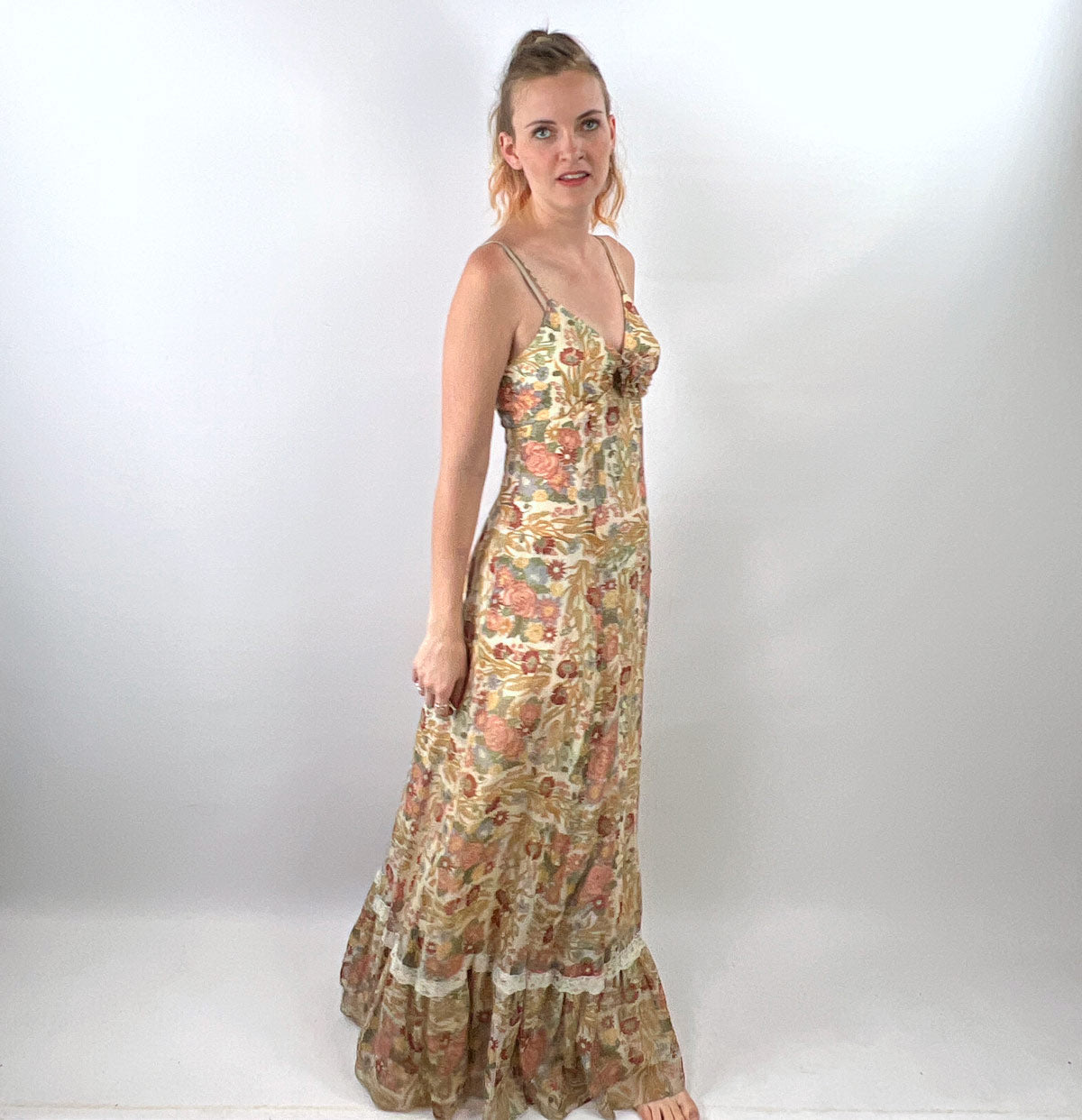 70s Maxi Sun Dress Vintage Floral Gauze Festival Cottagecore Gunne Sax – Mags Rags