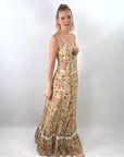 70s Maxi Sun Dress Vintage Floral Gauze Festival Cottagecore Gunne Sax Style Small VFG