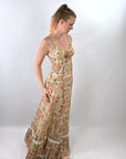 70s Maxi Sun Dress Vintage Floral Gauze Festival Cottagecore Gunne Sax Style Small VFG
