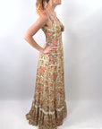 70s Maxi Sun Dress Vintage Floral Gauze Festival Cottagecore Gunne Sax Style Small VFG