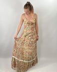 70s Maxi Sun Dress Vintage Floral Gauze Festival Cottagecore Gunne Sax Style Small VFG