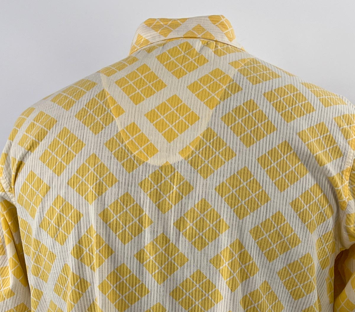 40s 50s Vintage Yellow Check Argyle Print Cotton Summer Robe Faultless Wilson Brothers VFG