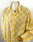 40s 50s Vintage Yellow Check Argyle Print Cotton Summer Robe Faultless Wilson Brothers VFG