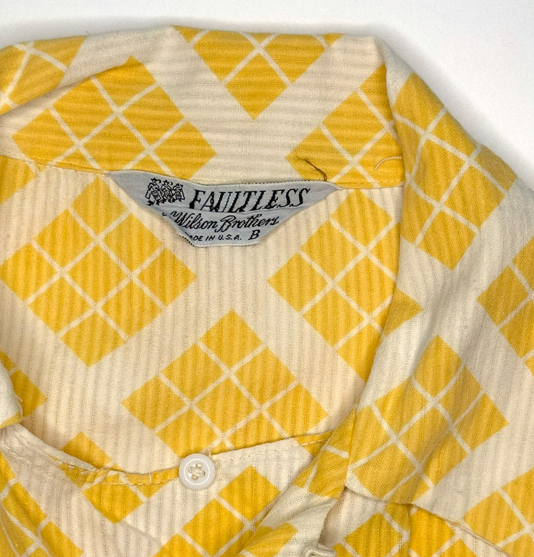 40s 50s Vintage Yellow Check Argyle Print Cotton Summer Robe Faultless Wilson Brothers VFG