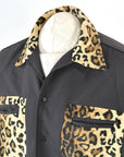 Vintage Men's Camp Shirt 90s Y2K Guayabera Style Faux Leopard Print Large VFG