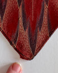 30s Wide Neck Tie Vintage Feather Pattern Brocade Salmon Blue Cream