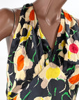 Old Hollywood 30s Halter Neck Evening Dress Vintage Silk Satin Racer Back Floral Print VFG
