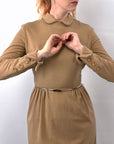 Anne Fogarty 50s 60s Day Dress Camel Knit Designer