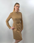 Anne Fogarty 50s 60s Day Dress Camel Knit Designer