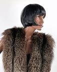 Double Silver Fox Fur Stole Glam Flawed As-Is Weisser VFG