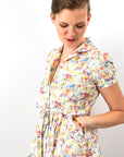 Girly Vintage Dress 80s Floral Print Lolita XS Petite Gamine VFG