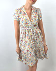 Girly Vintage Dress 80s Floral Print Lolita XS Petite Gamine VFG