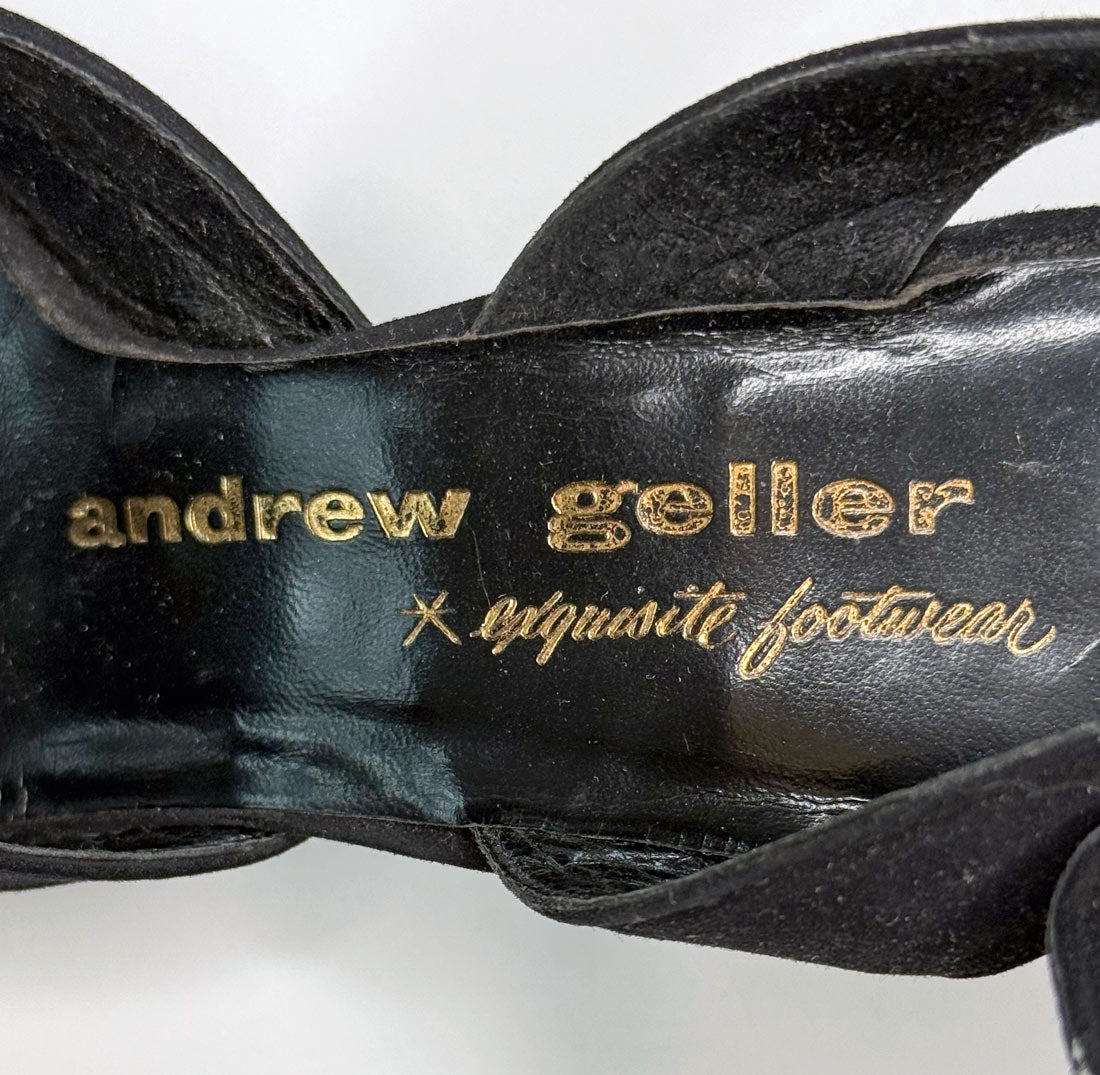 50s Vintage Women's Heels Peeptoe Slingback Shoes Peekaboo 7-8 Andrew Geller VFG