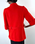 70s Red Tunic Vintage Jacket Belted Contrast Stitching Medium Graff VFG