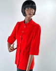 70s Red Tunic Vintage Jacket Belted Contrast Stitching Medium Graff VFG