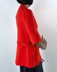 70s Red Tunic Vintage Jacket Belted Contrast Stitching Medium Graff VFG