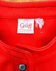 70s Red Tunic Vintage Jacket Belted Contrast Stitching Medium Graff VFG