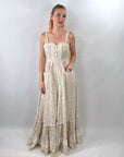 70s Maxi Dress Summer Festival Pastel Calico Print Jessica McClintock VFG