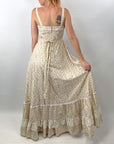 70s Maxi Dress Summer Festival Pastel Calico Print Jessica McClintock VFG