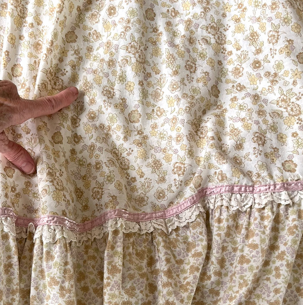 70s Maxi Dress Summer Festival Pastel Calico Print Jessica McClintock VFG