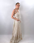 70s Maxi Dress Summer Festival Pastel Calico Print Jessica McClintock VFG