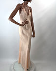 30s Bias Cut Halter Neck Slip Dress As-Is Small Peach VFG