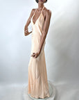 30s Bias Cut Halter Neck Slip Dress As-Is Small Peach VFG