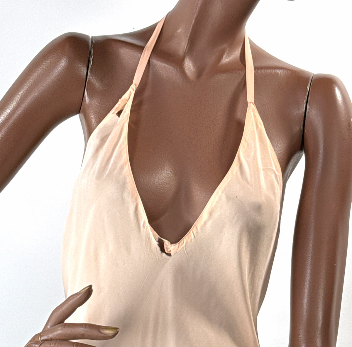 30s Bias Cut Halter Neck Slip Dress As-Is Small Peach VFG