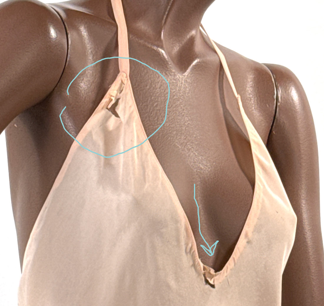 30s Bias Cut Halter Neck Slip Dress As-Is Small Peach VFG