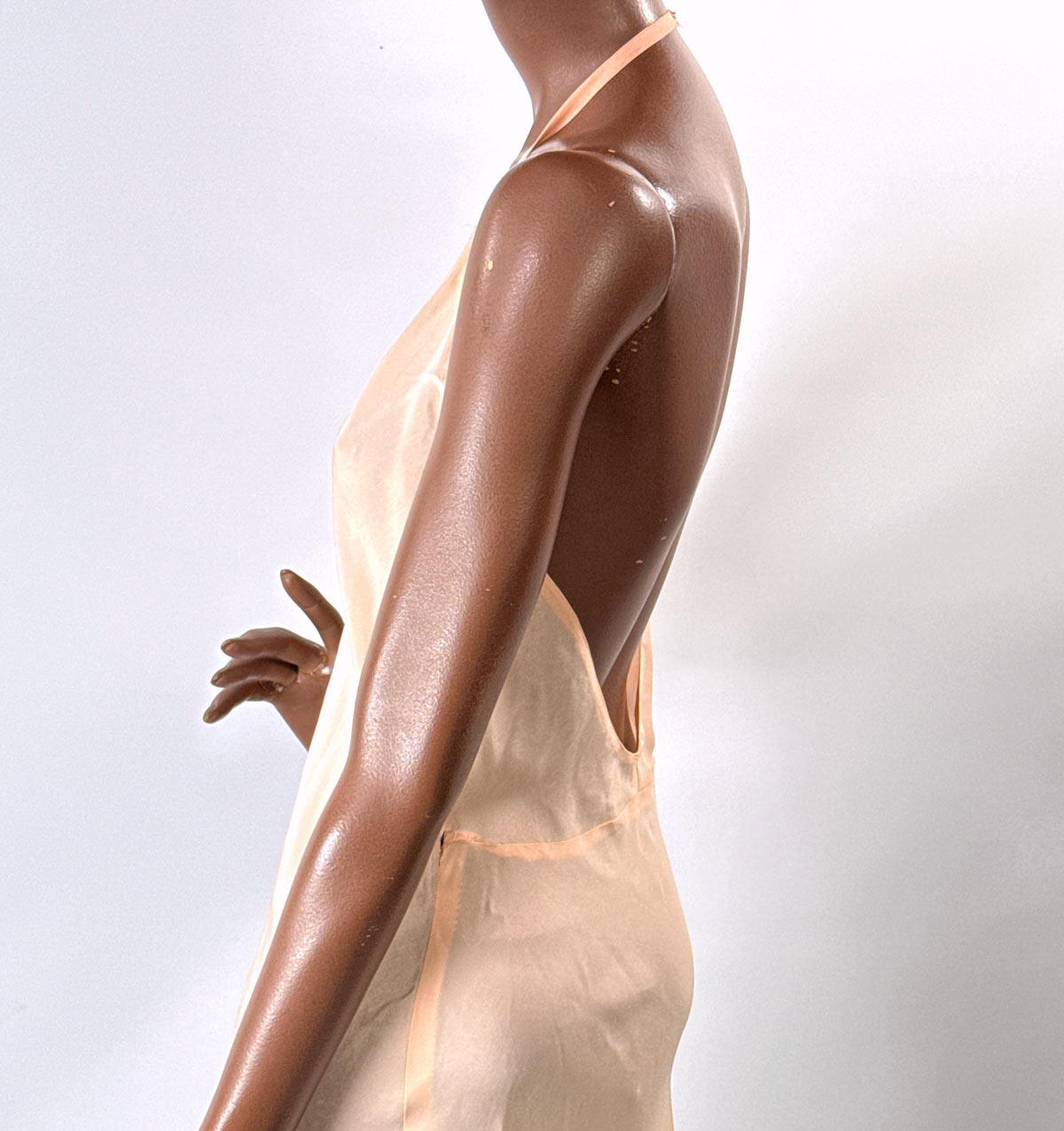 30s Bias Cut Halter Neck Slip Dress As-Is Small Peach VFG