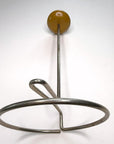 20s Vintage Hat Display Stand 30s Wooden Knob & Chrome Spring Base Yellow Deco VFG