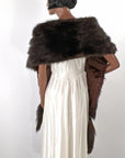 Antique Fur Stole Oversized Shawl 1910s 20s Vintage Tail Fringe Henkel VFG