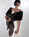 Antique Fur Stole Oversized Shawl 1910s 20s Vintage Tail Fringe Henkel VFG