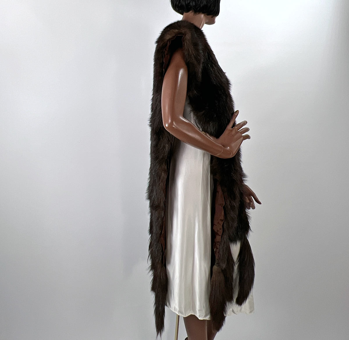 Antique Fur Stole Oversized Shawl 1910s 20s Vintage Tail Fringe Henkel VFG