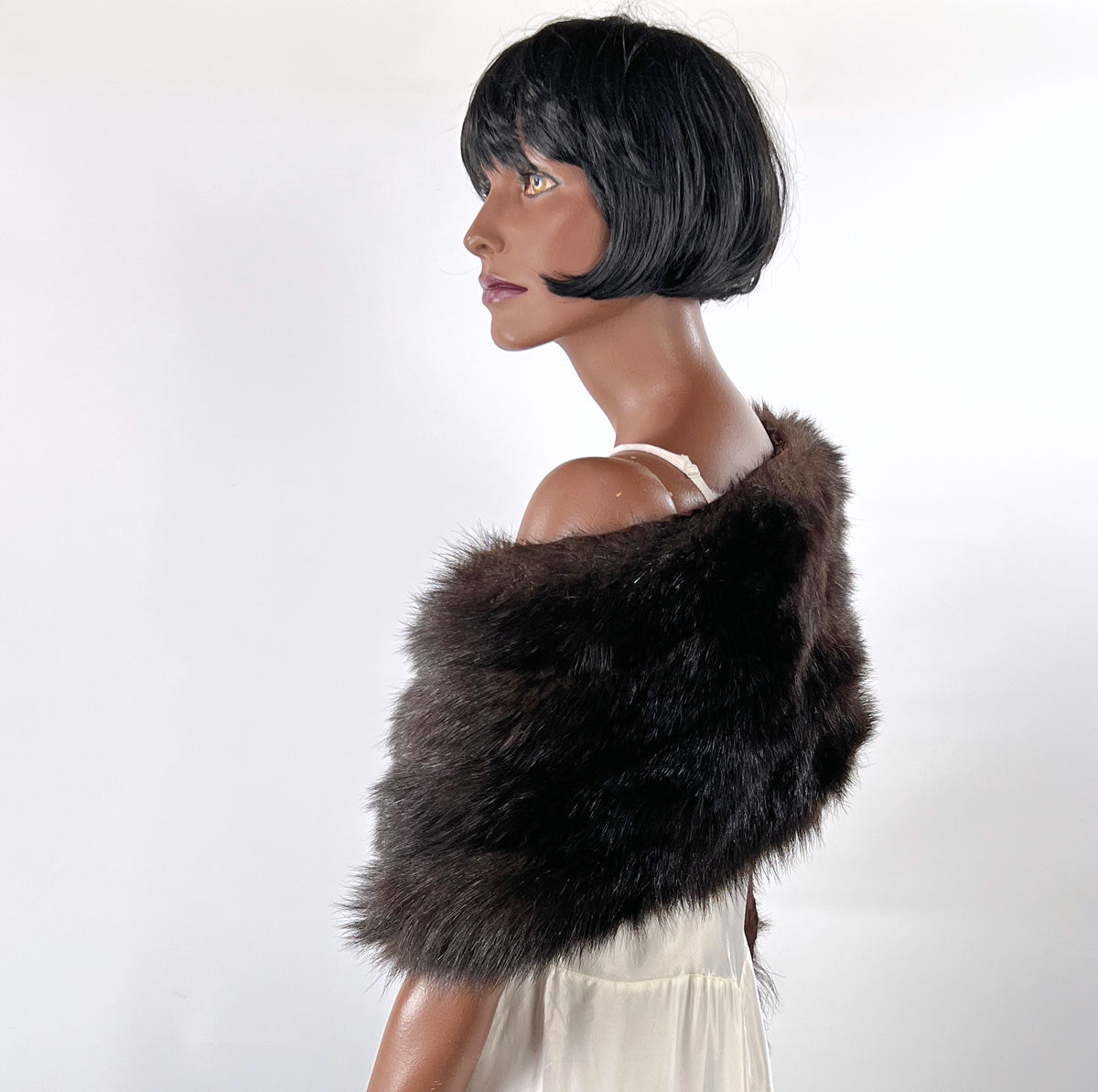 Antique Fur Stole Oversized Shawl 1910s 20s Vintage Tail Fringe Henkel VFG