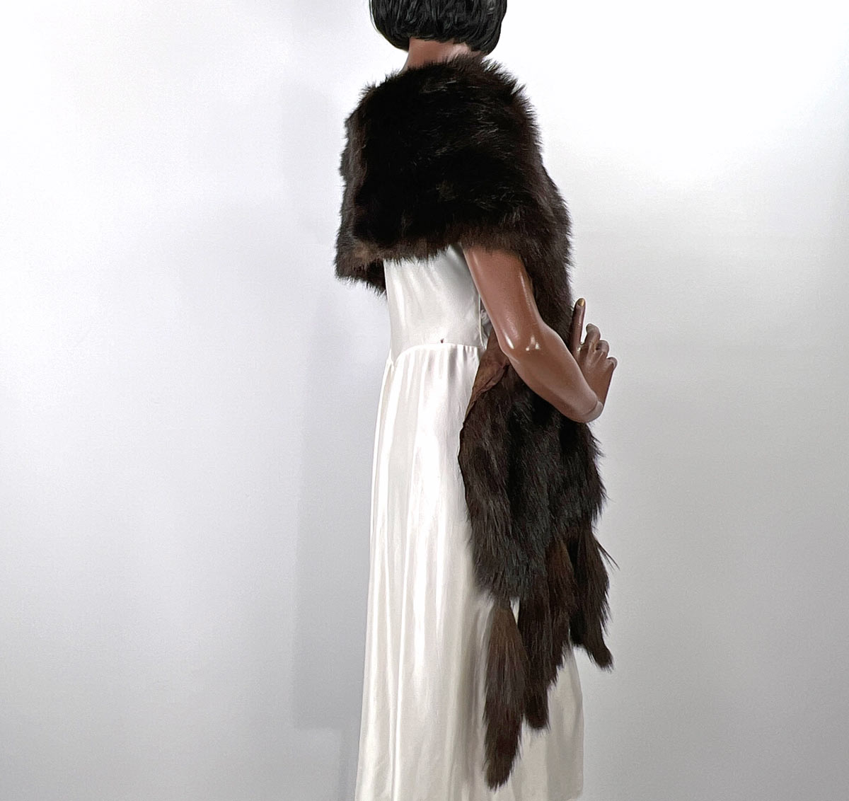 Antique Fur Stole Oversized Shawl 1910s 20s Vintage Tail Fringe Henkel VFG