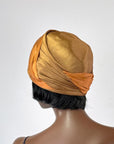 20s Vintage Cloche Draped Turban Style Orange & Gold Rhinestone Clip Hersh's VFG