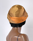 20s Vintage Cloche Draped Turban Style Orange & Gold Rhinestone Clip Hersh's VFG