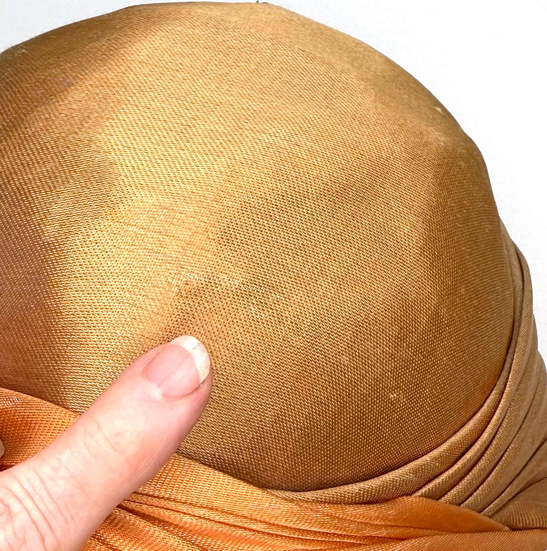 20s Vintage Cloche Draped Turban Style Orange &amp; Gold Rhinestone Clip Hersh&#39;s VFG
