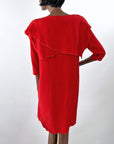 80s 90s Red Dress Shift Tunic Layered Vintage Ms. Holly Harp VFG