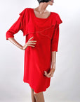 80s 90s Red Dress Shift Tunic Layered Vintage Ms. Holly Harp VFG