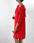 80s 90s Red Dress Shift Tunic Layered Vintage Ms. Holly Harp VFG