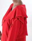 80s 90s Red Dress Shift Tunic Layered Vintage Ms. Holly Harp VFG