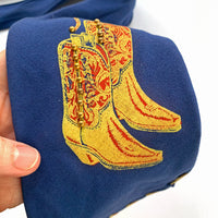 Cowboy Boot 30s 40s Vintage Wide Necktie Hollyvogue 49er Painted Whipstitch Rawhide Edge VFG