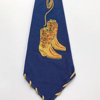 Cowboy Boot 30s 40s Vintage Wide Necktie Hollyvogue 49er Painted Whipstitch Rawhide Edge VFG